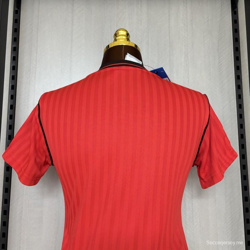 25/26 قميص نسائي فلامنكو ريترو أحمر اللون أحمر اللون