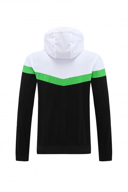 25/26 ريال بيتيس ريال بيتيس أبيض أسود أخضر سحاب كامل سترة رياضية + بنطلون طويل