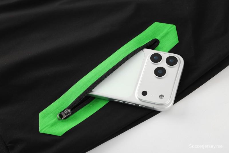 25/26 ريال بيتيس ريال بيتيس أبيض أسود أخضر سحاب كامل سترة رياضية + بنطلون طويل