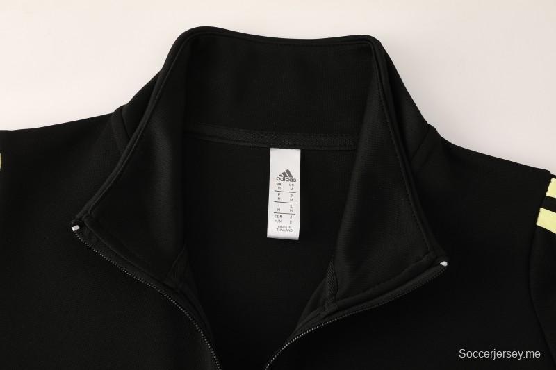 25/26 يوفنتوس جاكيت رياضي أسود بسحاب كامل أسود + بنطلون طويل + جاكيت رياضي أسود