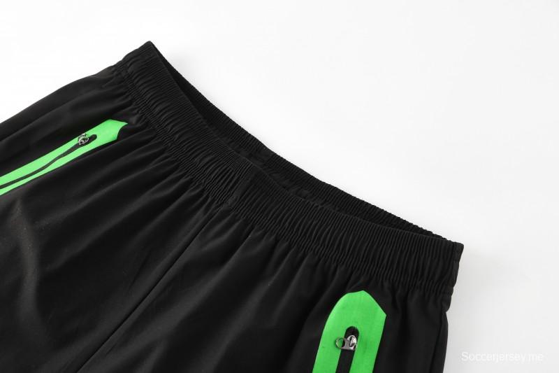 25/26 ريال بيتيس ريال بيتيس أبيض أسود أخضر سحاب كامل سترة رياضية + بنطلون طويل