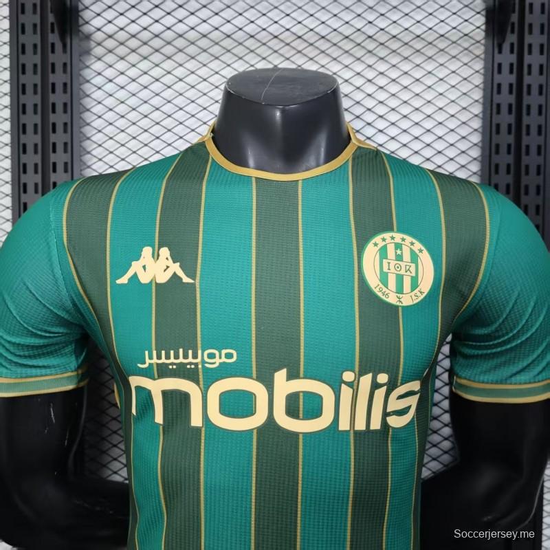 25/26 نسخة اللاعب شبيبة القبائل نسخة شبيبة القبائل القميص ذو الخطوط العمودية الخضراء الصفراء