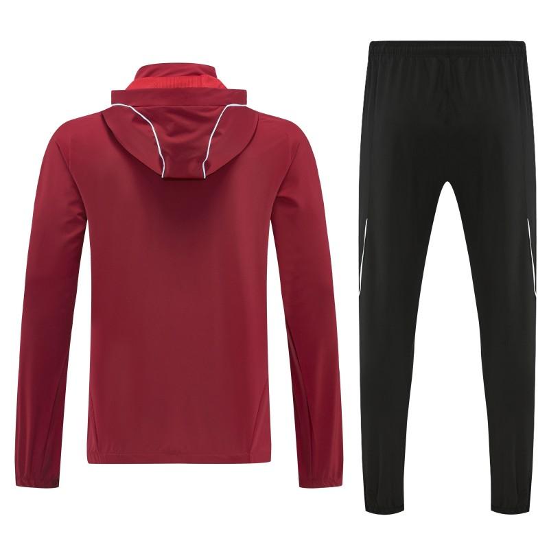 25/26 جاكيت بايرن ميونيخ أحمر سحاب كامل سترة رياضية + بنطلون طويل + جاكيت بايرن ميونيخ أحمر سحاب كامل
