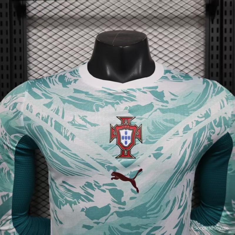 2026 نسخة اللاعب 2026 قميص البرتغال ذهاباً وإياباً أبيض بأكمام طويلة