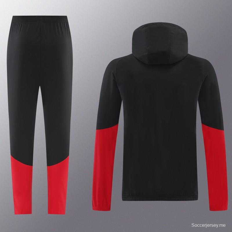 2026 ألمانيا هودي أسود بزر سحاب كامل وسترة واقية من الرياح + بنطال طويل