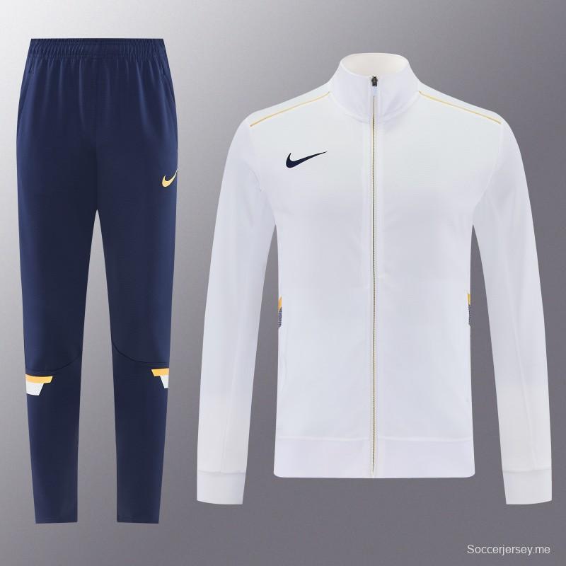 2026 NIKE سترة بيضاء بسحاب كامل + بنطال طويل