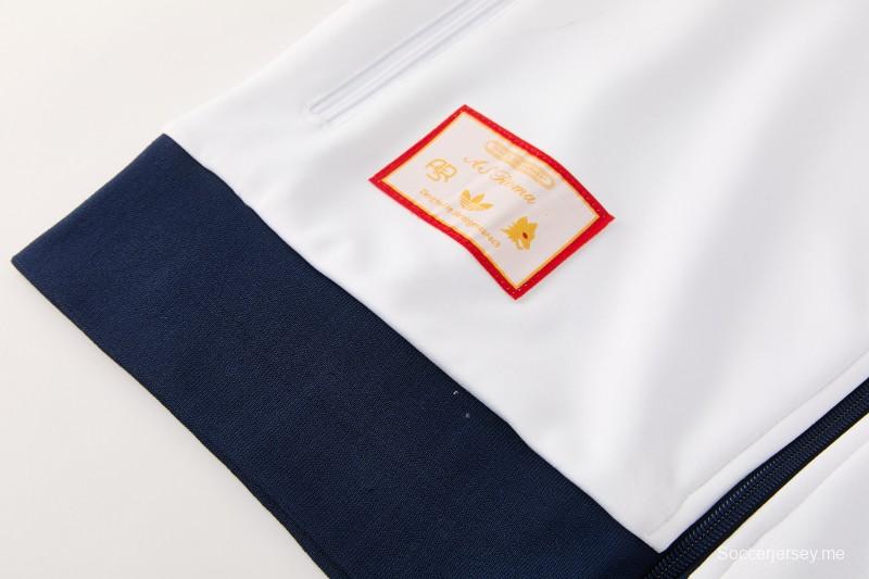 25/26 روما وايت جاكيت بسحاب كامل + بنطال طويل