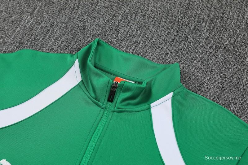 26/27 سنغال أخضر وأبيض  طقم رياضي مع سترة بسحاب كامل + بنطال طويل