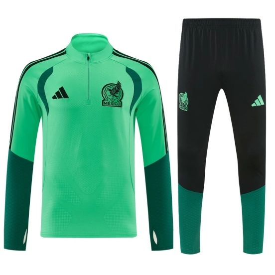 26/27  طقم رياضي مكسيكي أخضر بنصف سحاب + بنطال طويل