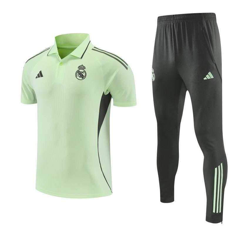 26/27 ريال مدريد - قميص تدريب بولو أخضر فاتح + بنطال طويل - بدلة رياضية