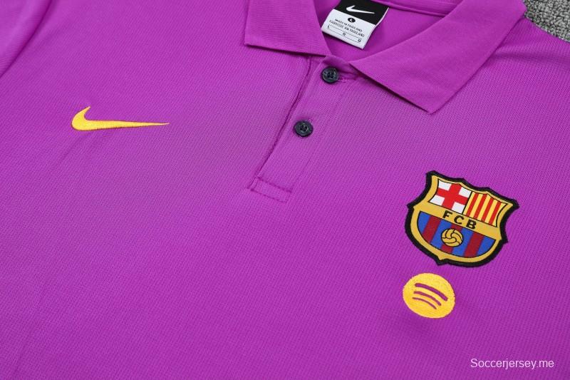 26/27 برشلونة  قميص بولو تدريبي أرجواني + بنطال طويل أزرق داكن - بدلة رياضية