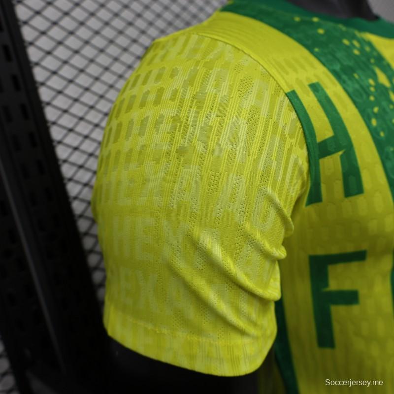 قميص اللاعب الإصدار 2026، البرازيل، الأصفر والأخضر بخطوط عمودية، إصدار خاص