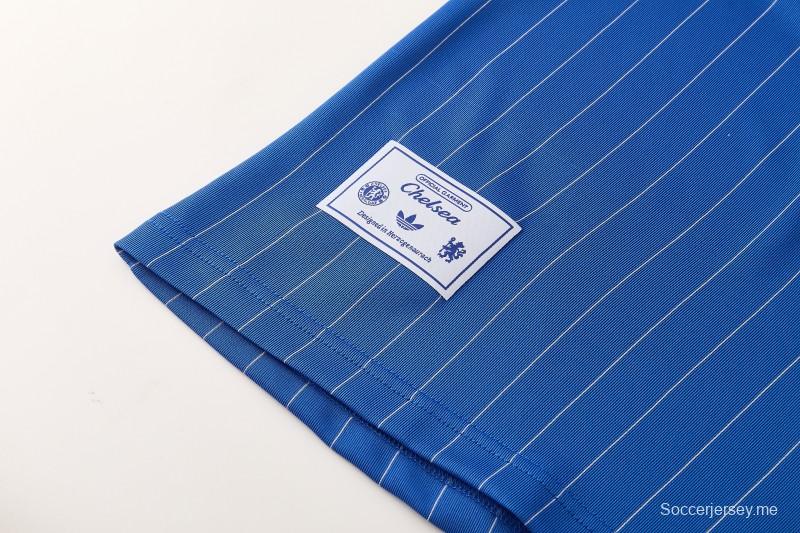 26/27 تشيلسي FC  أزرق  مخطط بأكمام قصيرة + شورت كرة قدم أبيض