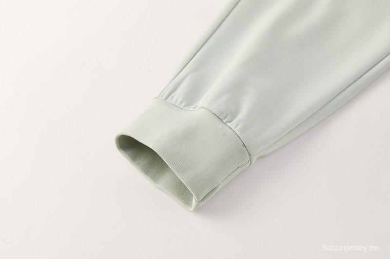 26/27 بدلة رياضية من إنتر ميلان بلون أخضر فاتح مع سحاب كامل وغطاء للرأس + بنطال طويل