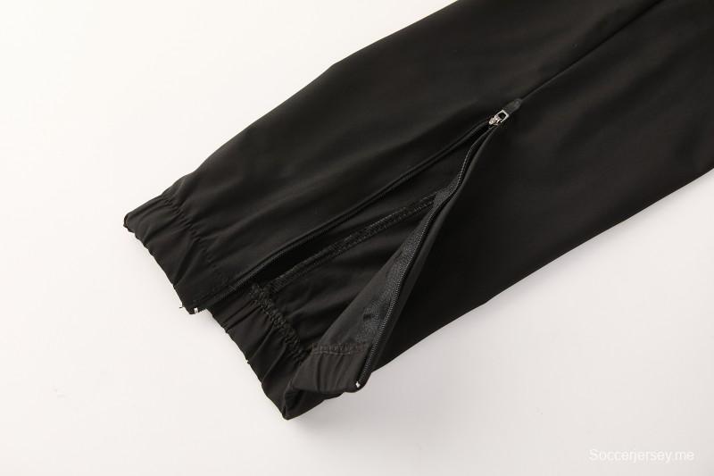 26/27 طقم رياضي من تشيلسي باللون الأسود مع سترة بغطاء رأس وسحاب كامل + بنطال طويل