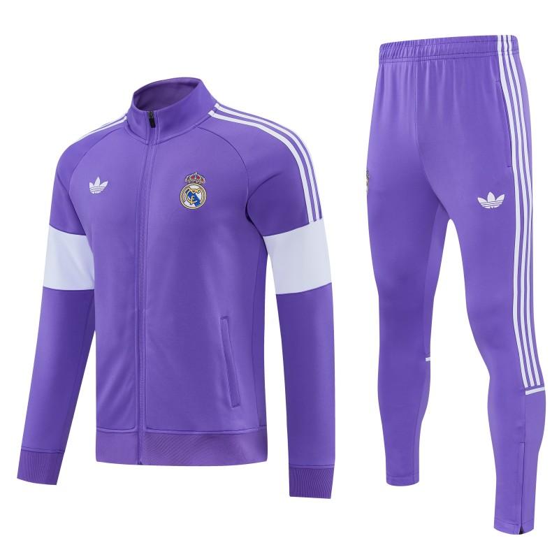 26/27 ريال مدريد  طقم رياضي أرجواني بسحاب كامل + بنطال طويل