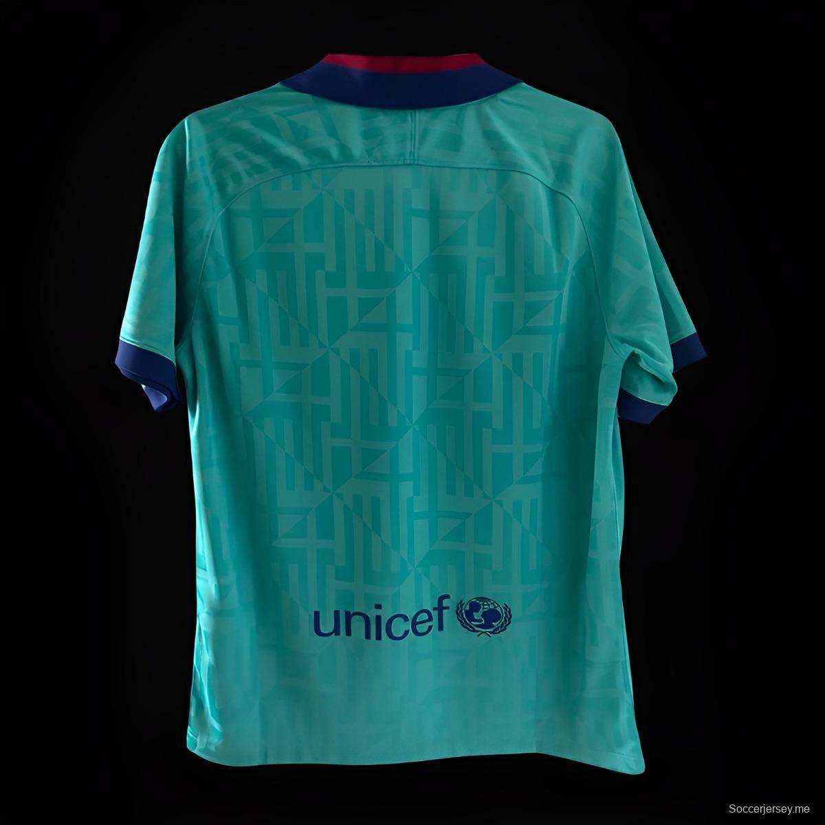 قميص أزرق قديم 19/20 ريترو برشلونة الثالث أزرق اللون الأزرق
