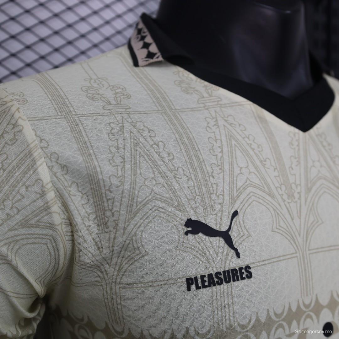 نسخة اللاعب AC Milan x PLEASURES FLEASURES قميص أبيض من ميلان × بليزورز
