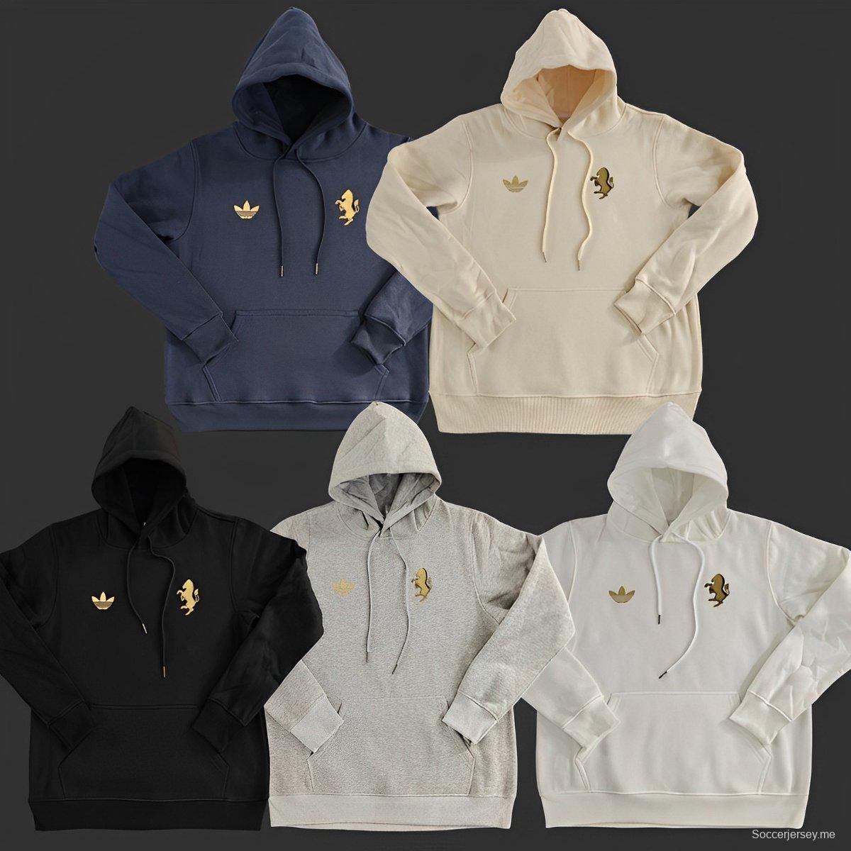 هودي يوفنتوس 2024 أسود/بحري/رمادي/بيج/بيج/أبيض مع شارة ذهبية