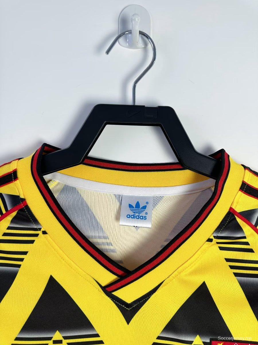 قميص ريترو 91/93 أرسنال ذهاباً وإياباً بأكمام طويلة صفراء اللون