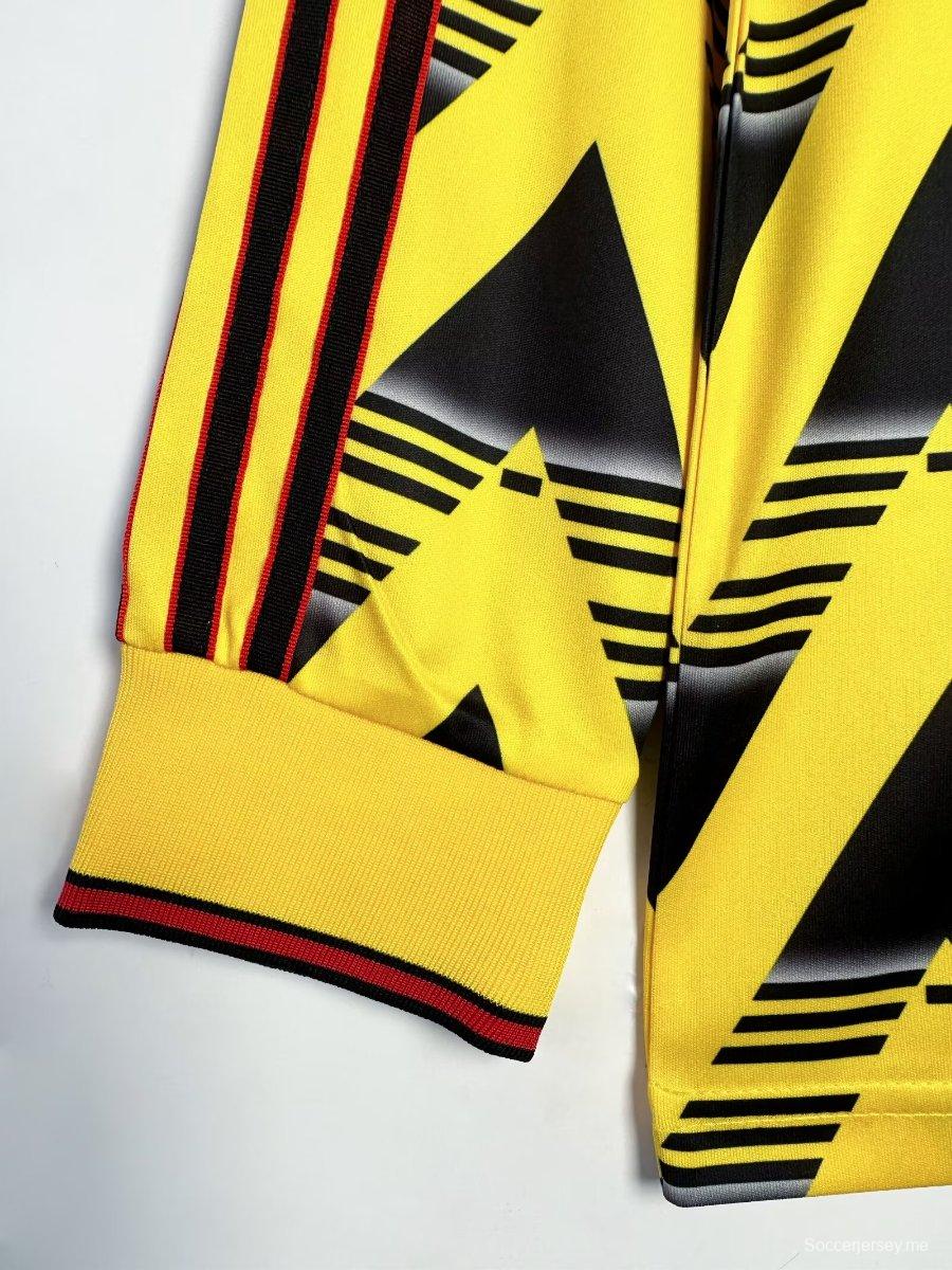 قميص ريترو 91/93 أرسنال ذهاباً وإياباً بأكمام طويلة صفراء اللون