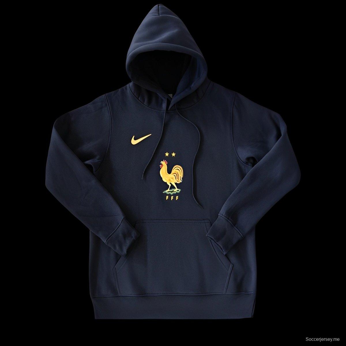 2024 فرنسا هودي باللون الكحلي/الأحمر/الأسود/البيج/الرمادي مع شارة سوداء