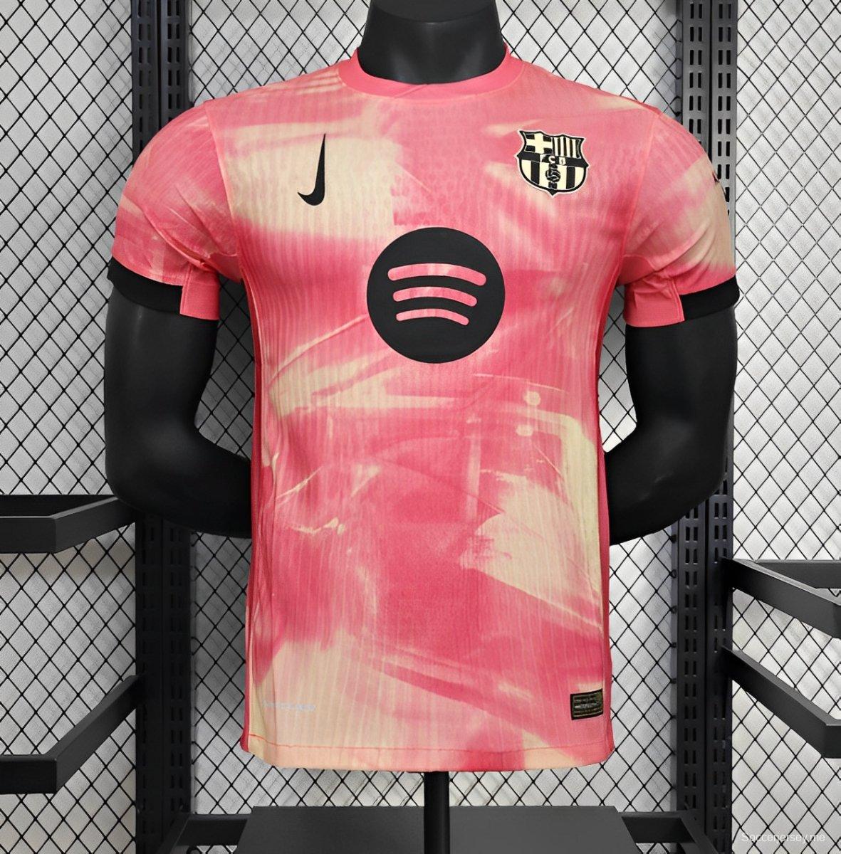 25/26 نسخة اللاعب 25/26 قميص الذكرى 125 لبرشلونة إصدار خاص وردي اللون الوردي
