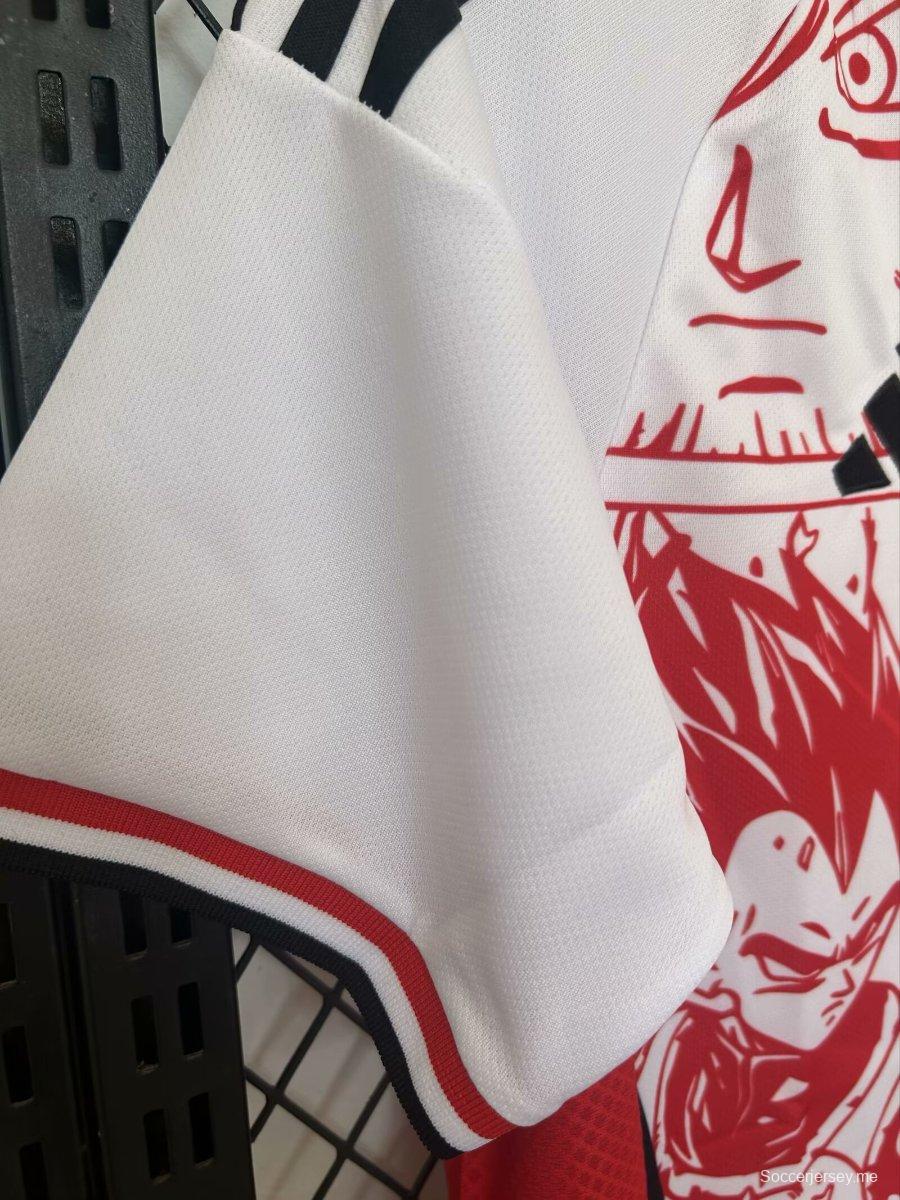 2024 قميص منتخب اليابان 2024 إصدار محدود باللون الأحمر/الأبيض لمنتخب اليابان دراغون بول زد