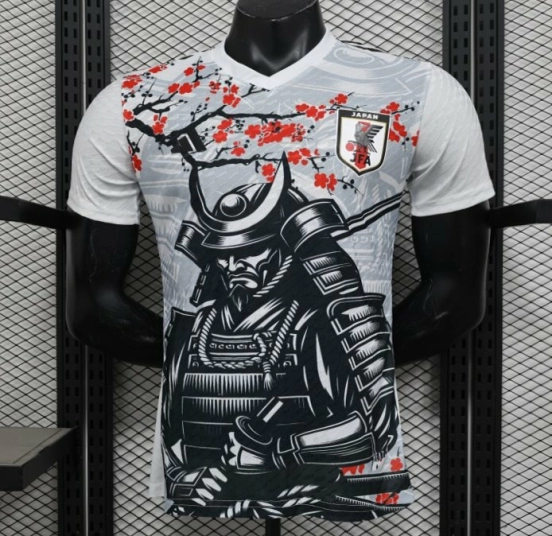 إصدار اللاعب 2025 قميص ياباني أبيض مع قميص الساموراي وأزهار الكرز