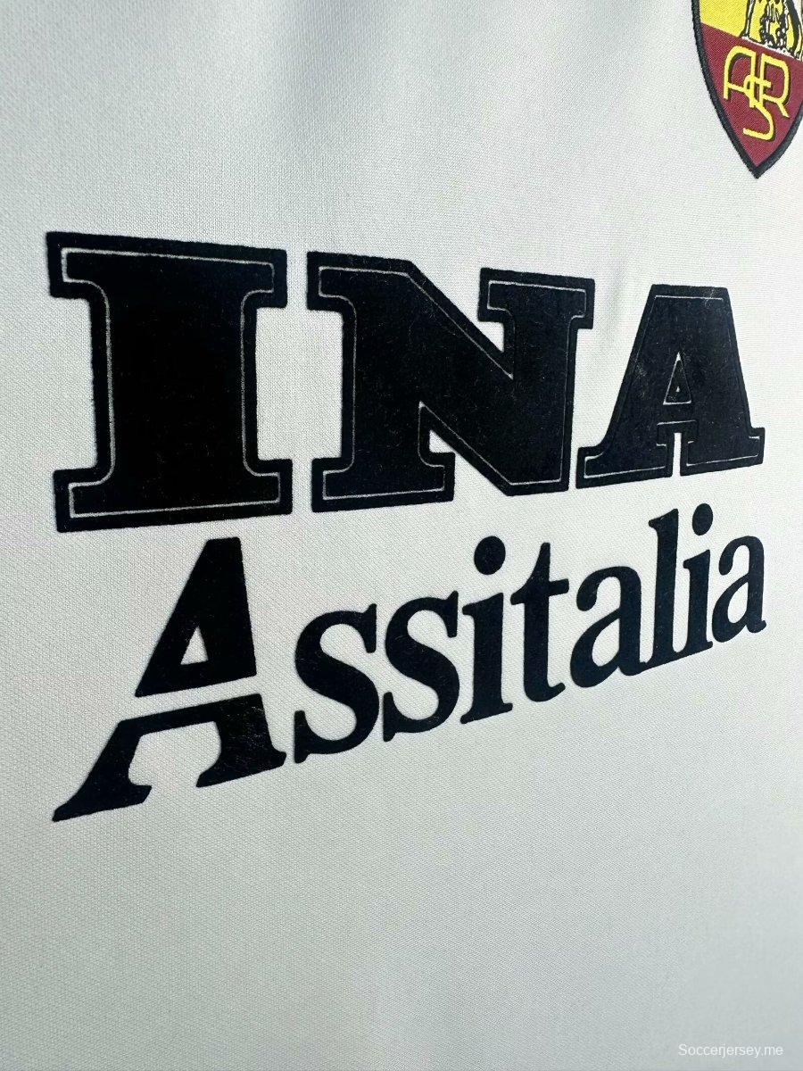 قميص ريترو 98/99 روما ذهاباً وإياباً أبيض طويل الأكمام