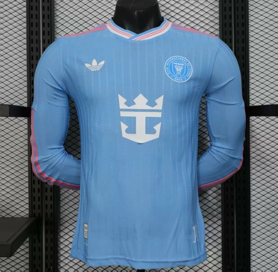 إصدار اللاعب 25/26 قميص بأكمام طويلة طويلة الأكمام أزرق اللون أزرق اللون أزرق ثالث