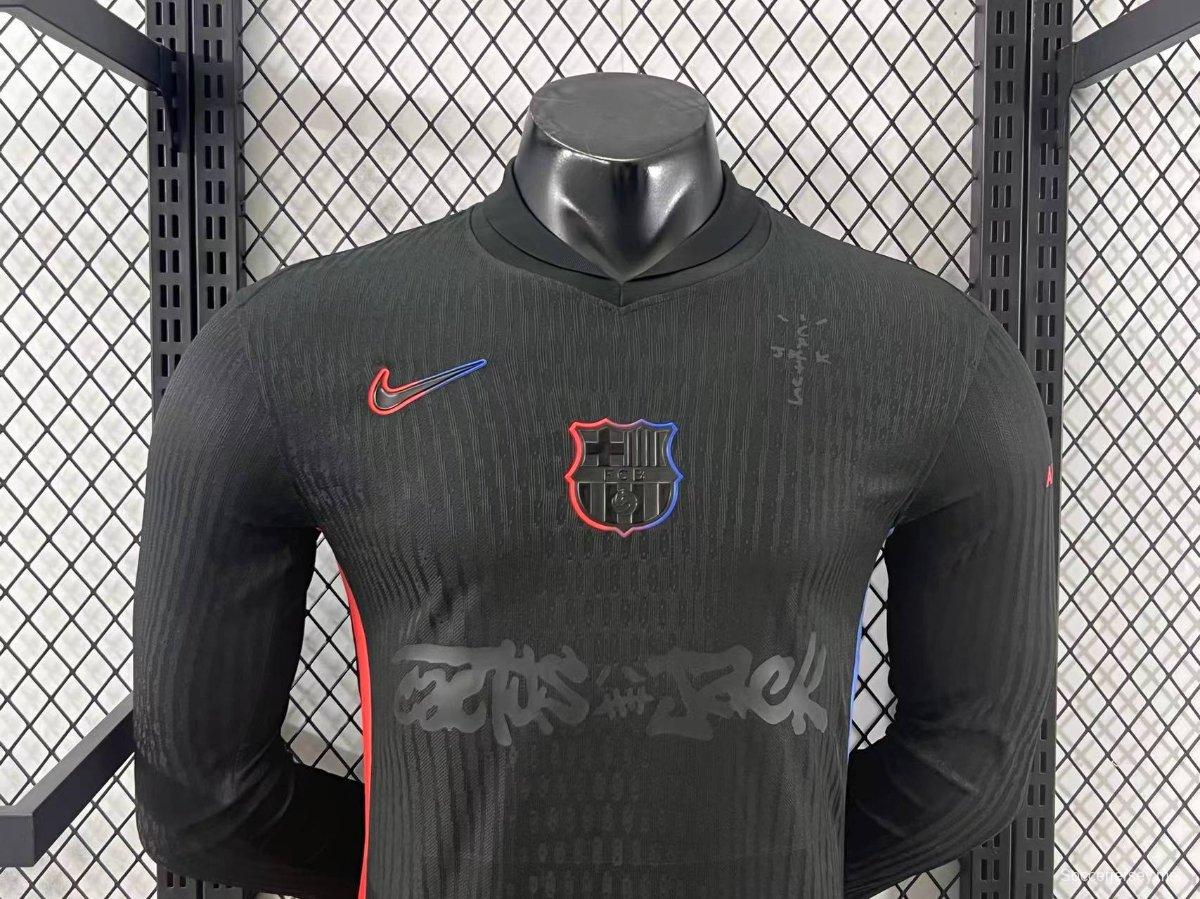 إصدار اللاعب 24/25 برشلونة × ترافيس سكوت قميص بأكمام طويلة الأكمام من برشلونة × ترافيس سكوت