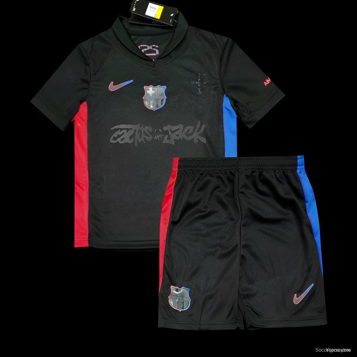 24/25 قميص أطفال برشلونة × ترافيس سكوت اوايي أسود اللون 24/25