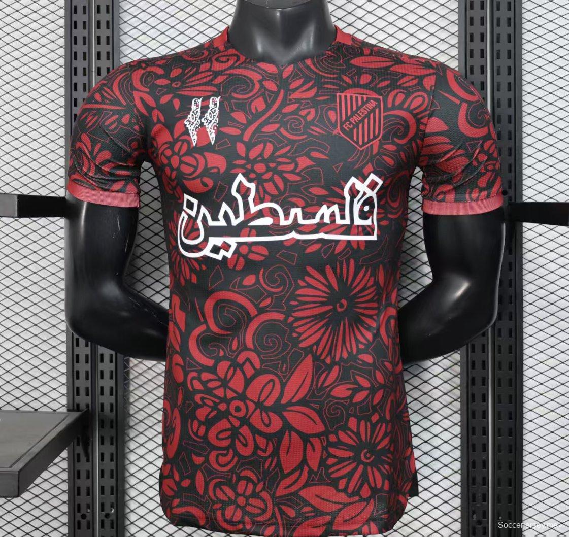 إصدار اللاعب 25/26 قميص أحمر بنقشة زهور تقليدية مع قميص بنقشة زهور تقليدية