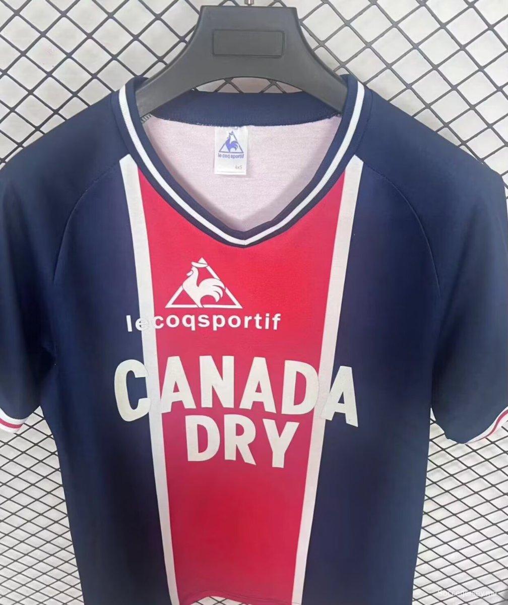 قميص قطني ريترو 74/75 لباريس سان جيرمان مع راعي مخملي