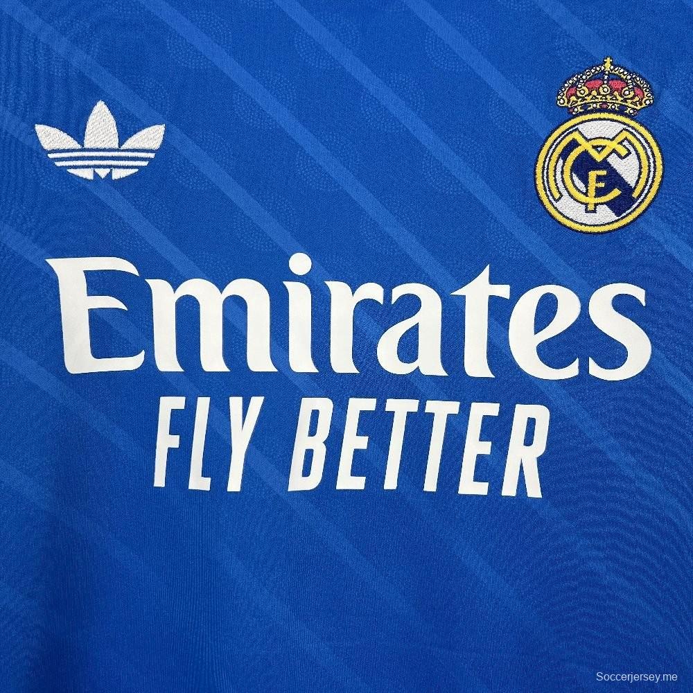 25/26 قميص ريال مدريد الثالث أزرق طويل الأكمام أزرق اللون