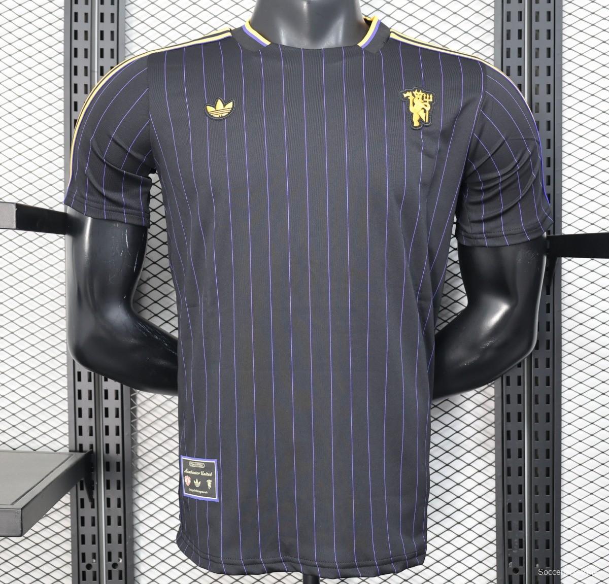 إصدار اللاعب 25/26 قميص مانشستر يونايتد كاجوال أسود اللون أسود اللون أسود كاجوال