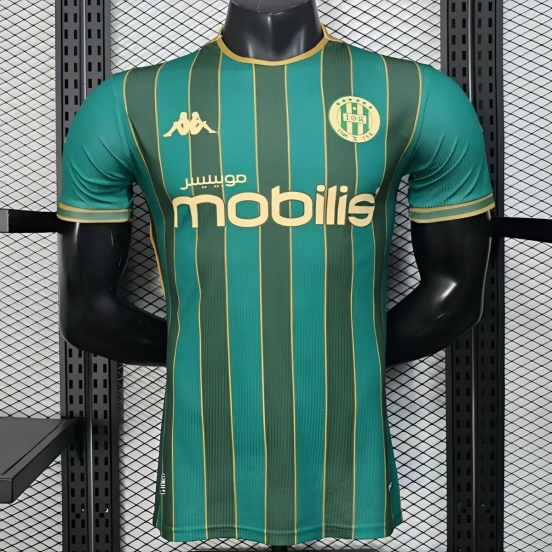 25/26 نسخة اللاعب شبيبة القبائل نسخة شبيبة القبائل القميص ذو الخطوط العمودية الخضراء الصفراء