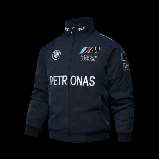 2026 F1 BMW M Power Petronas Navy Blue Motorsport Racing Jacket مع شارات شعار مطرزة