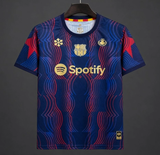 قميص برشلونة قبل المباراة 26/27 باللون الأزرق الداكن/الأحمر/الذهبي